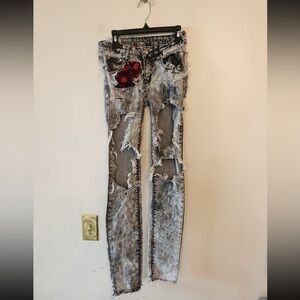Machine Nouvelle Mode Distressed gurge Jeans low rise skinny Size  27